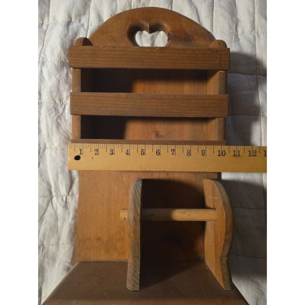 Cottagecore Wood Heart‎ Shelf Magazine Toilet Paper Holder 21